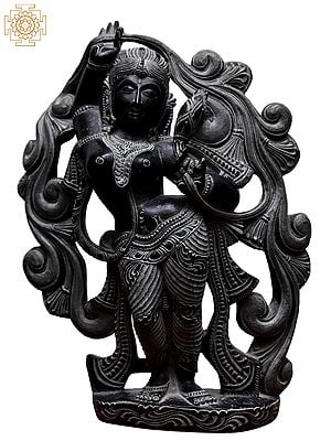 10'' Devi Apasara Standing Around Plant | Kadappa Stone