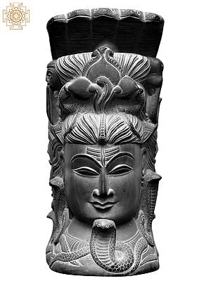 8'' Hindu God Shiva Head With Sheshnag On Top | Kadappa Stone