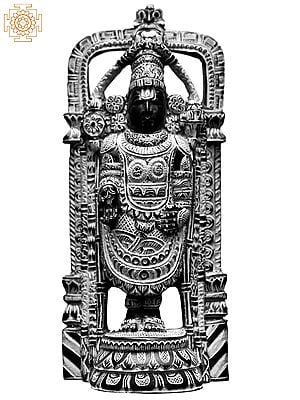 6'' Tirupati Balaji With Traditional Carved Fine Details | Kadappa Stone