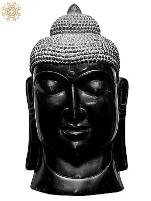 12'' Meditating Peaceful Buddha Head | Kadappa Stone