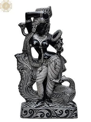 11" Shringar Lady Idol with Peacock | Kattapa Stone Statue