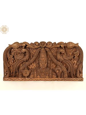 24" Wooden Tirupati Balaji (Venkateshvara) Wall Panel