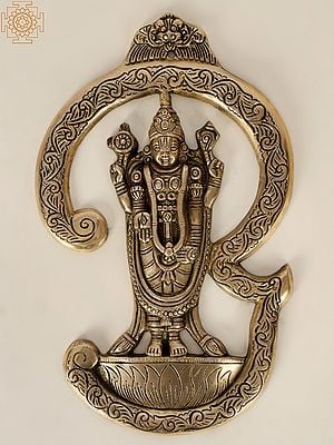 13" Brass Tamil Om Lord Venkateshvara (Tirupati Balaji) | Wall Hanging