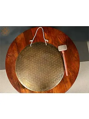 25'' Flower of Life Tibetan Healing Gong for Meditation in Bronze