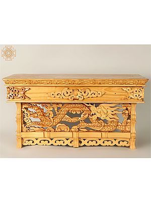 23" Finely Carved Dragon Altar Table | Wooden