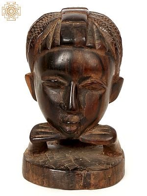 6'' African Woman Face Sculpture | Wooden Statue