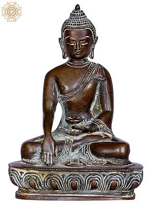 5'' Lord Medicine Buddha In Bhumisparsha Mudra | Bronze