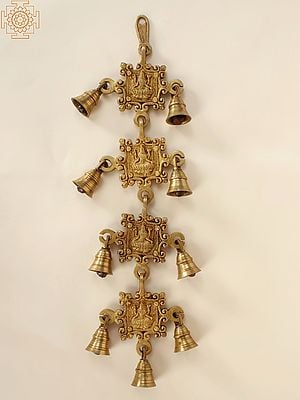 18" Brass Devi Lakshmi Decorative Hanging Bells