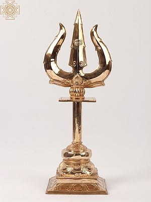 20" Bronze Lord Shiva's Trishul / Trident with Stand