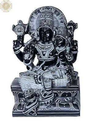 Lord Vishnu with Goddess Lakshmi Stone Sculpture