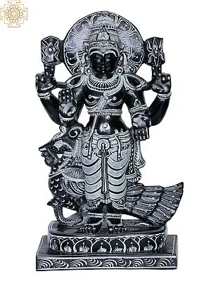 Stone Sculpture of Lord Kartikeya (Murugan) - 11 Inches