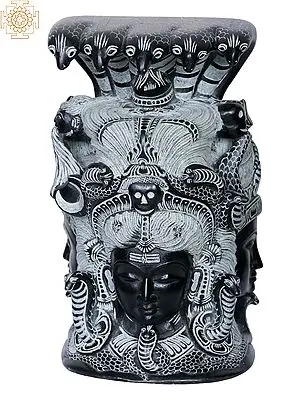 10" Mukhalingam Statue: Shiva, Parvati and Ganesha on Rear