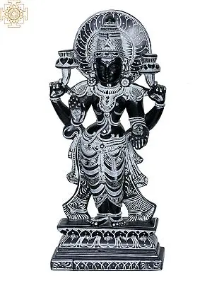 Black Stone Lakshmi Statue - 13" Standing Sculpture