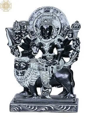 11" Goddess Durga Stone Statue