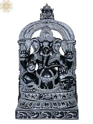 12" Sitting Lord Ganesha Stone Statue