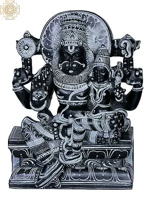 Divine Union: Lord Narasimha and Goddess Lakshmi Sculpture
