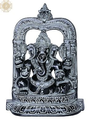 10" Lord Ganesha Black Stone Idol from Mahabalipuram