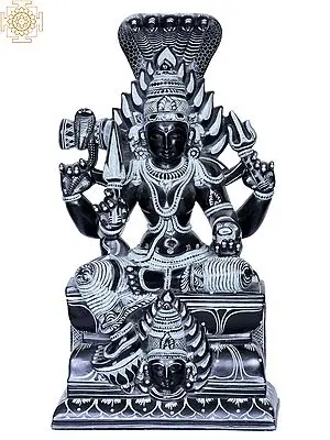 Devi Karumariamman: Serpent Goddess Stone Statue (13")