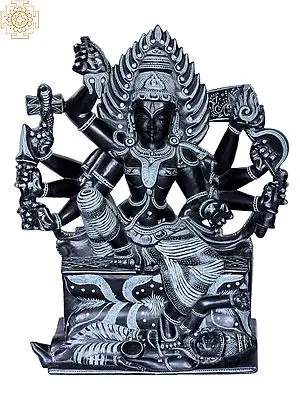 Stone Sculpture of Goddess Mariamman, South Indian Durga