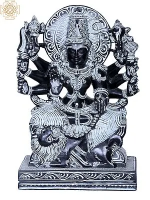 9-Arm Durga Sculpture: Warrior Goddess