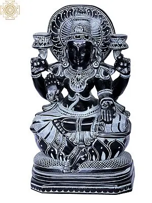9" Sitting Goddess Lakshmi Stone Sculpture