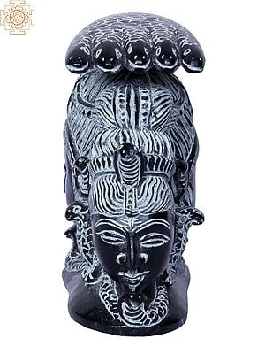 3" Three Faces Lord Shiva Idol | Stone Statue from Mahabalipuram