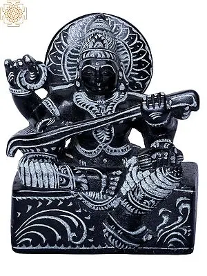 Seated Saraswati Statue - Deity of Knowledge and Arts