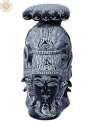 5-Inch Stone Mukhalingam Depicting Lord Shiva's Three Faces
