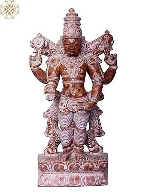12" Lord Vishnu in Red Stone