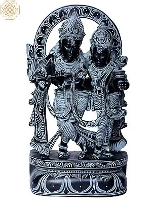 Radha Krishna Stone Sculpture with Flute