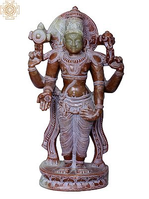 10" Standing Lord Vishnu in Red Stone