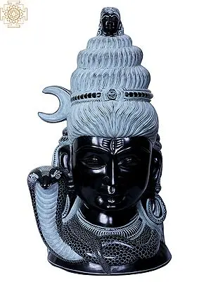 Lord Shiva Stone Head Sculpture (12")
