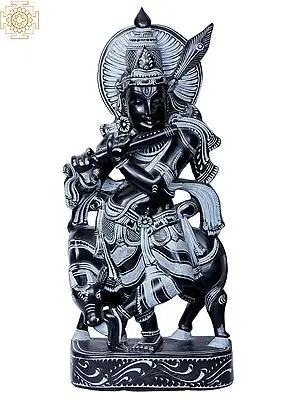 12" Lord Krishna Playing Flute with Cow