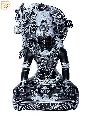 Lord Shiva: Seated Cosmic Yogi Stone Sculpture (10 Inch)