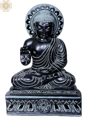 10" Seated Stone Buddha Statue