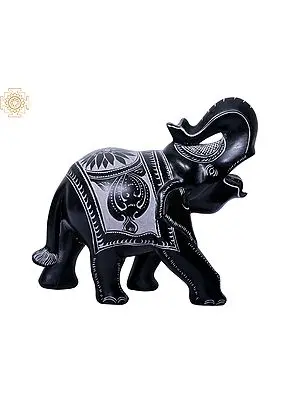 6 Inch Carved Stone Elephant Sculpture