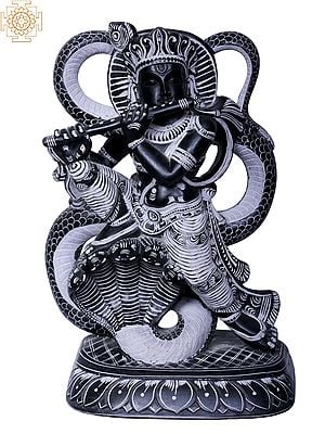 10" Lord Krishna Playing Flute on Serpent Kaliya