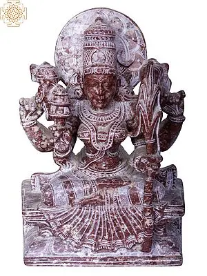 Red Stone Mariamman Statue - South Indian Goddess Representation