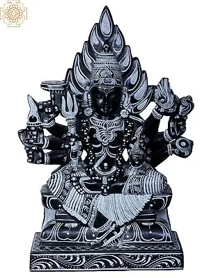 10" Stone Goddess Durga - Devi Mariamman Sculpture