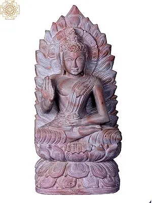 Stone Buddha Statue - 9" Height, Fearlessness Gesture