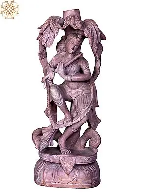 10" Stone Lord Krishna Flute Player Statue from Odisha