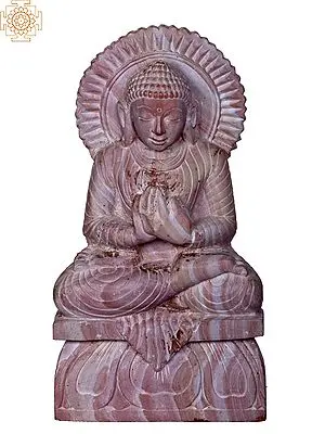 8" Stone Buddha Statue in Dharmachakra Mudra From Odisha