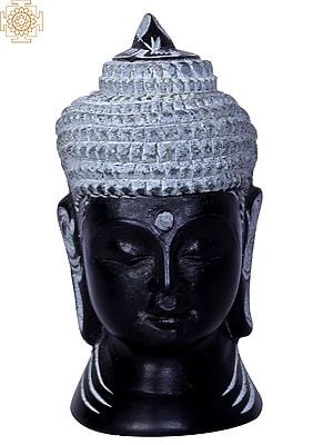 3" Lord Buddha Head Stone Statue from South India