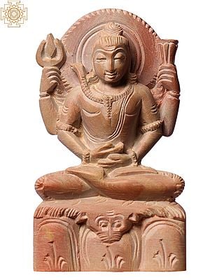 4" Small God Shiva Pink Stone Idol In Dhyana Mudra