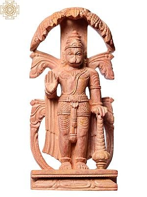 4" Small God of strength Hanuman Pink Stone Sculpture