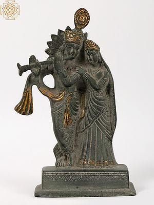 9'' Eternal Love Of Radha Krishna Statue | Brass | Green Patina