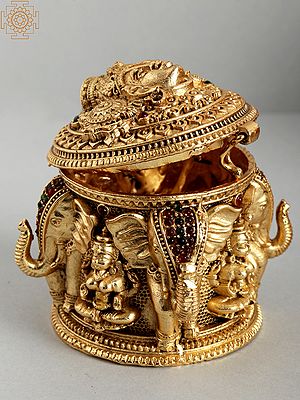 Engraved Balaji and Lakshmi Sindoor Box | Superfine Work