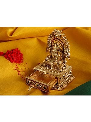 Goddess Lakshmi On Throne Sindoor Drawer | Superfine Work