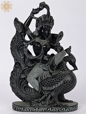 12'' Dancing Goddess On Swan | Stone Statue