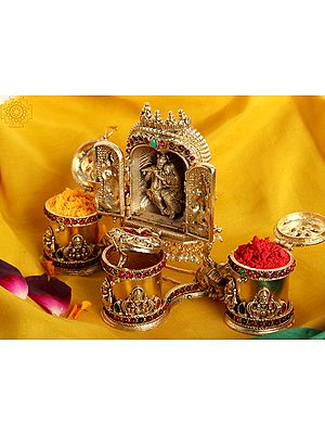 Radha Krishna In Royal Court Sindoor Box (3 Boxes) | Superfine Work